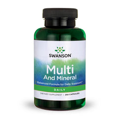 Swanson Multi and Mineral Daily bottle front view highlighting comprehensive daily nutrients