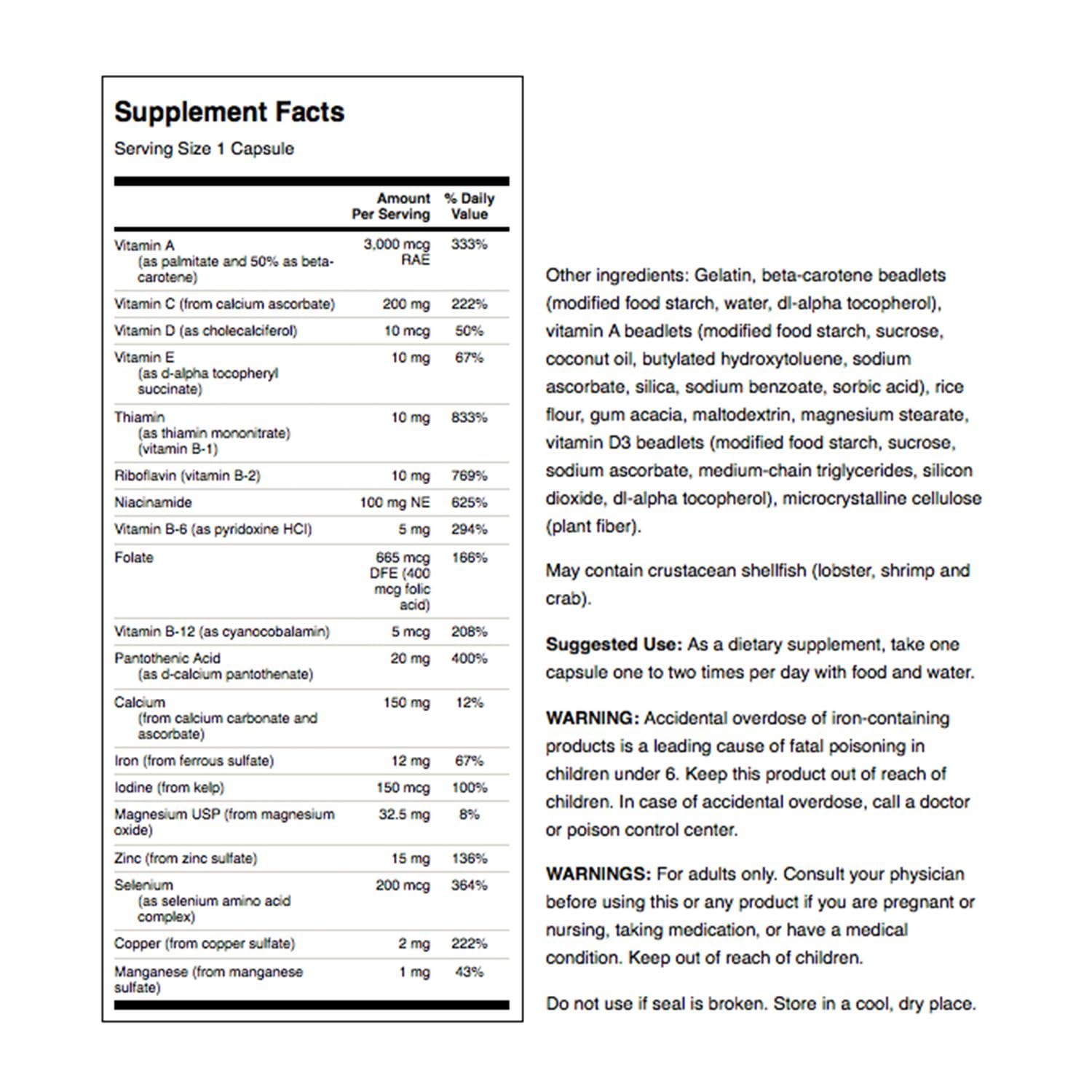 Swanson label back view showing recommended use and ingredients