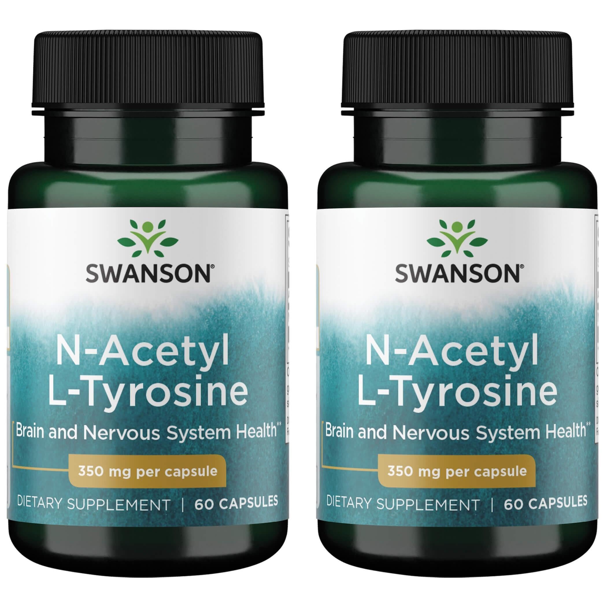 Swanson N-Acetyl L-Tyrosine bottle with capsules supports mood and cognitive focus.