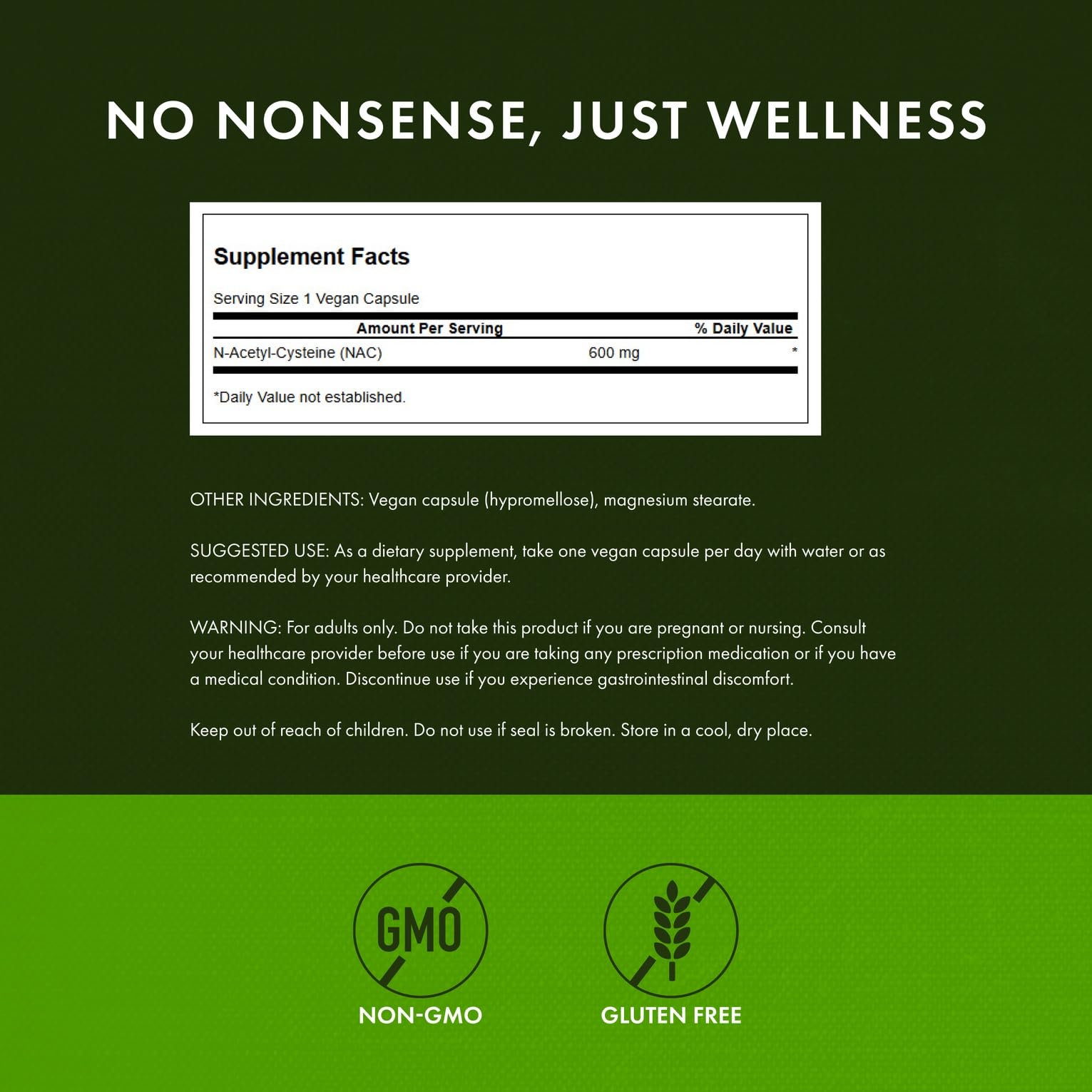 Swanson NAC label close-up highlights quality and potency.