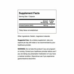 Swanson NAC label close-up showing dosage and purity for informed use.