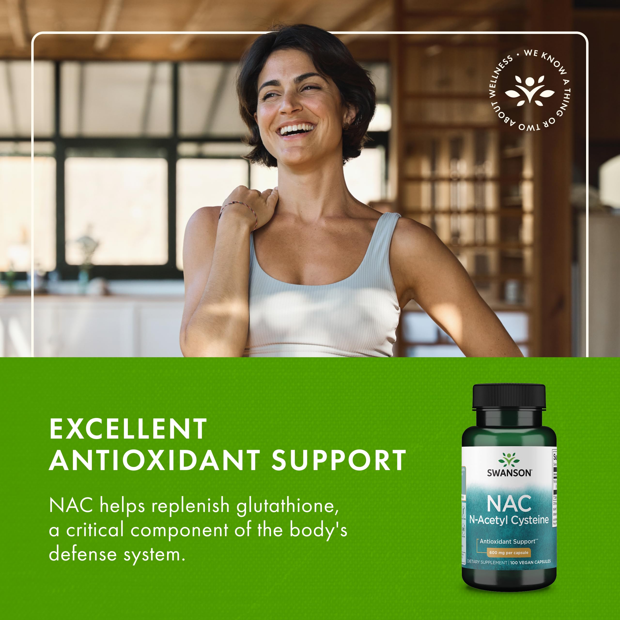 Swanson NAC serving-size image highlights 600 mg per serving