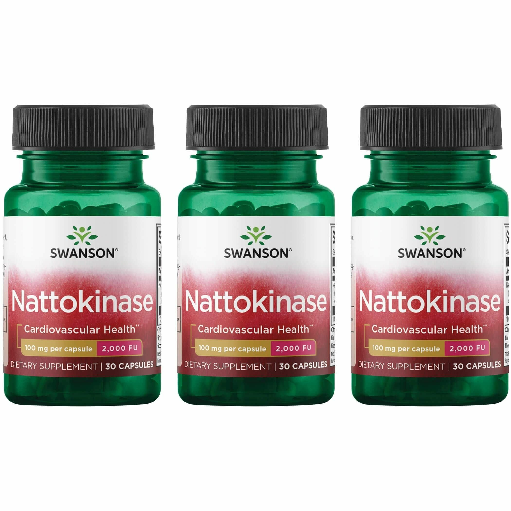 Swanson nattokinase bottle front, a convenient daily enzyme supplement option.