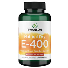 Swanson Natural Dry Vitamin E 400 IU bottle front view for daily antioxidant support