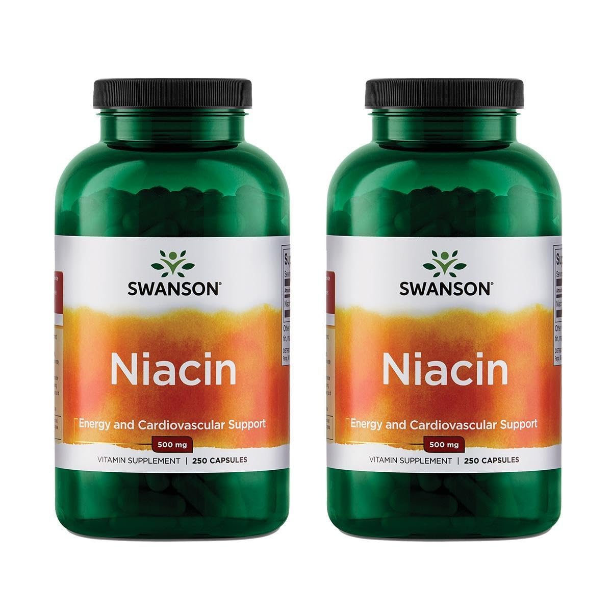 Swanson Niacin B3 bottle with 500 mg capsules for energy metabolism and cardio support