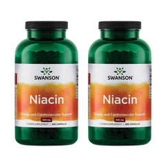 Swanson Niacin B3 bottle with 500 mg capsules for energy metabolism and cardio support