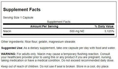 Swanson Niacin capsules being poured for convenient daily use.