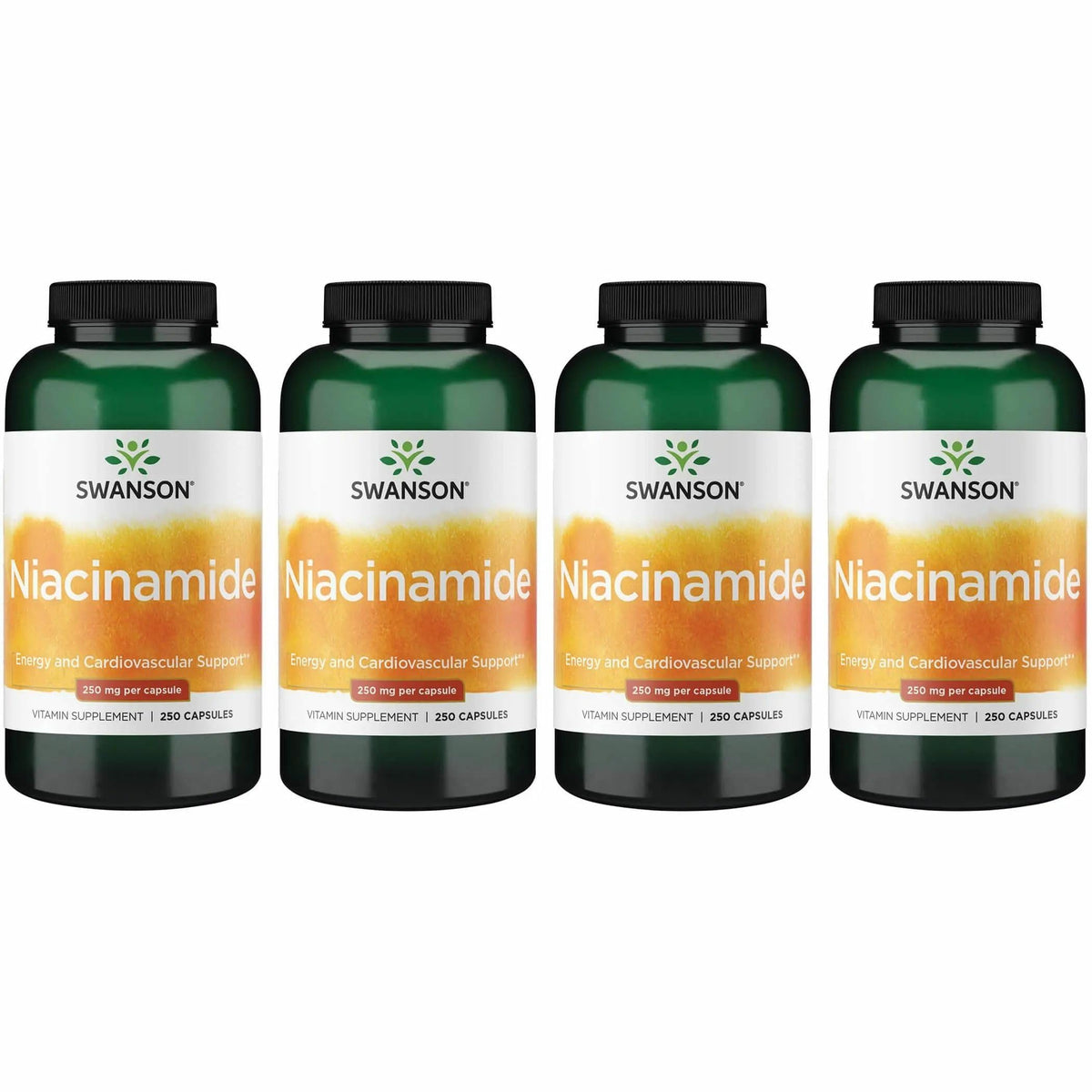 Swanson Niacinamide bottle with capsules supports energy metabolism.