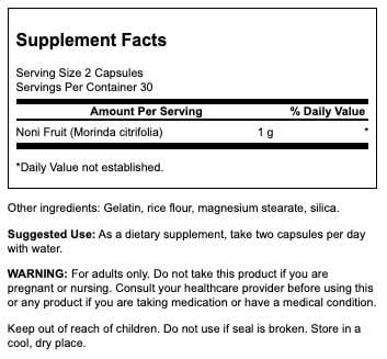 Swanson Noni capsules provide simple, convenient daily wellness support