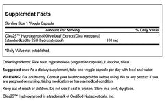 Swanson Olive Leaf capsules showing convenient vegetarian capsules.