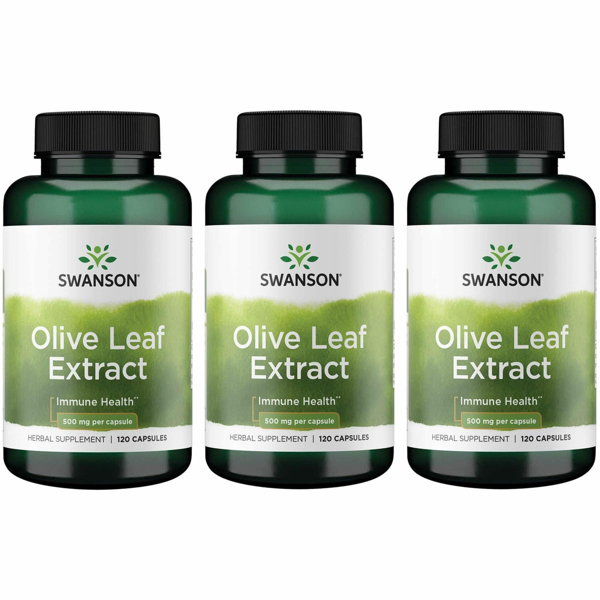Swanson Olive Leaf Extract bottle front highlighting 20% oleuropein for daily wellness.