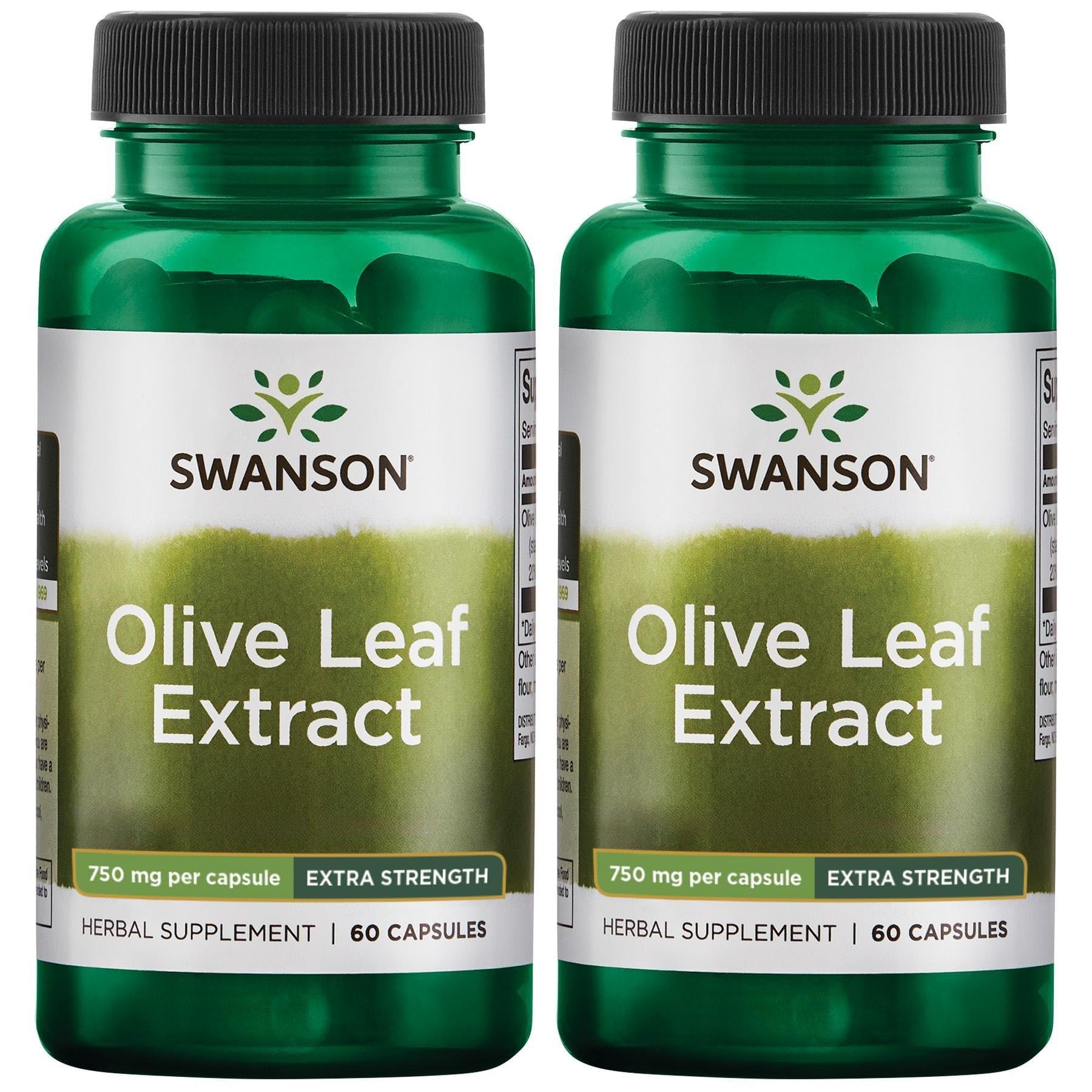 Swanson Olive Leaf Extract capsules bottle on display highlighting 20 percent oleuropein potency for daily support