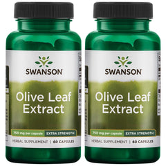Swanson Olive Leaf Extract capsules bottle on display highlighting 20 percent oleuropein potency for daily support