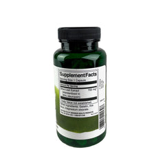 Closeup of Swanson Olive Leaf Extract capsules emphasizing high oleuropein content for potential immune balance