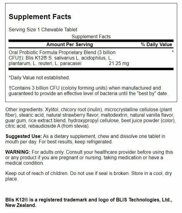 Strawberry-flavored chewable probiotic tablets from Swanson