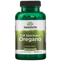 Swanson oregano 450 mg bottle front highlights natural immune support potential.