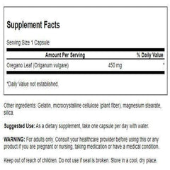 Swanson oregano 450 mg cap closeup shows high quality plant-based ingredients.