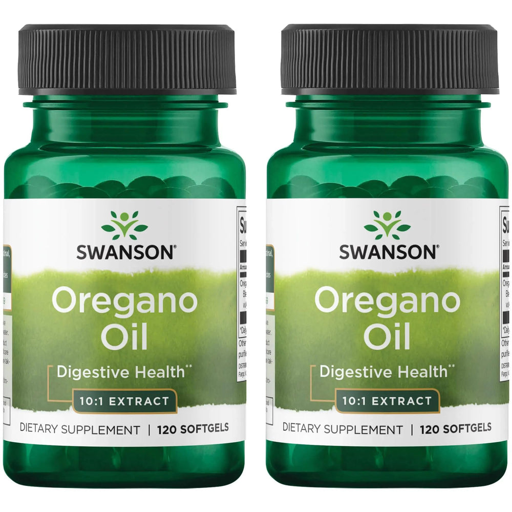 Swanson oregano oil 10-1 extract bottle for digestive and respiratory support.