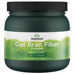 Swanson Organic Oat Bran Fiber powder bottle supports gentle regularity in daily routines.