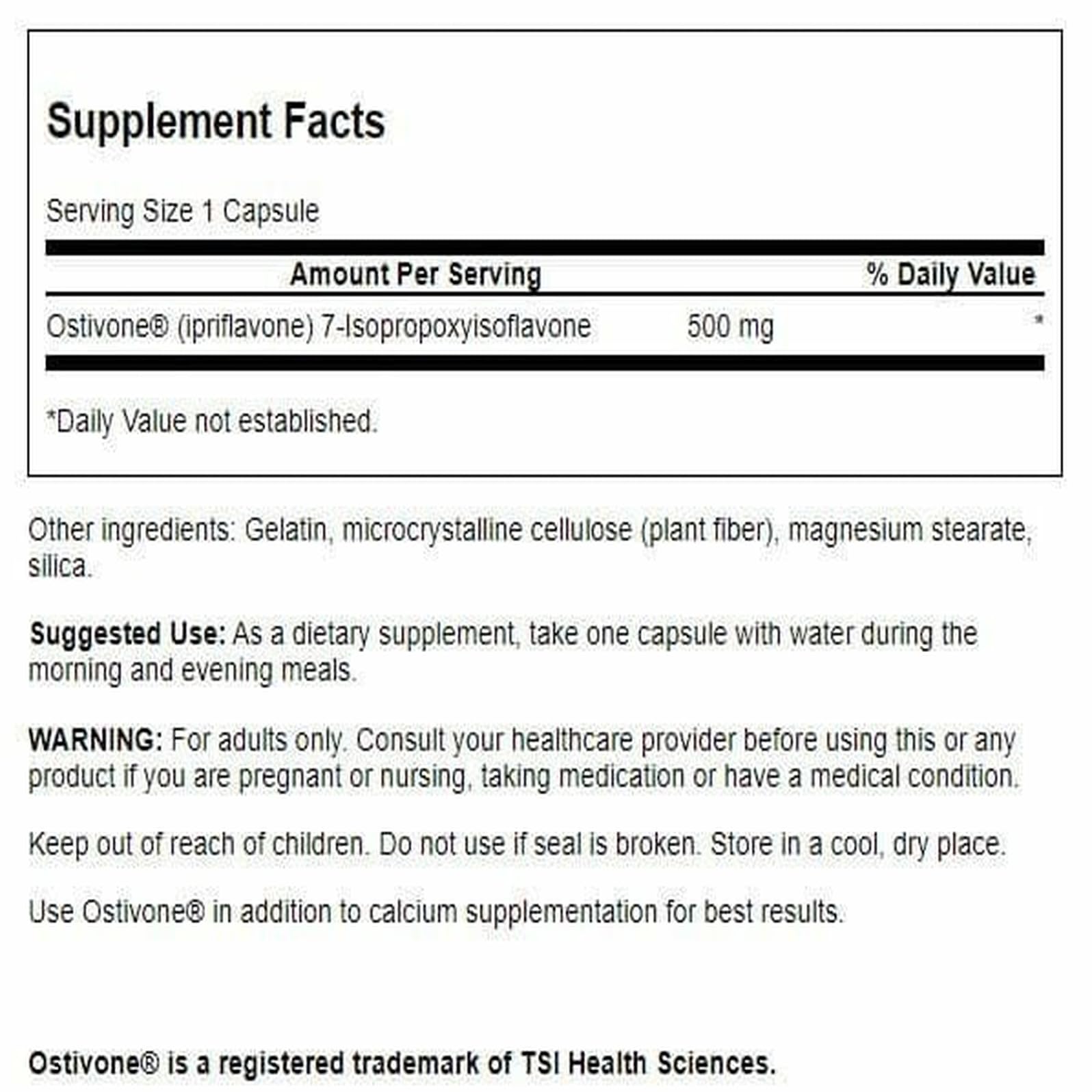 Close-up of Swanson Ostivone capsules showcasing a plant-based full spectrum formula.