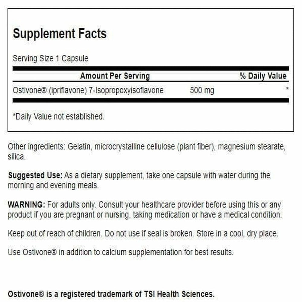 Close-up of Swanson Ostivone capsules showcasing a plant-based full spectrum formula.