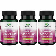 Swanson Ovarian Glandular bottle front label conveys quality and balance support.