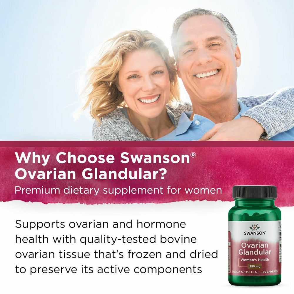 Swanson Ovarian Glandular box pack communicates value and multi-pack option.