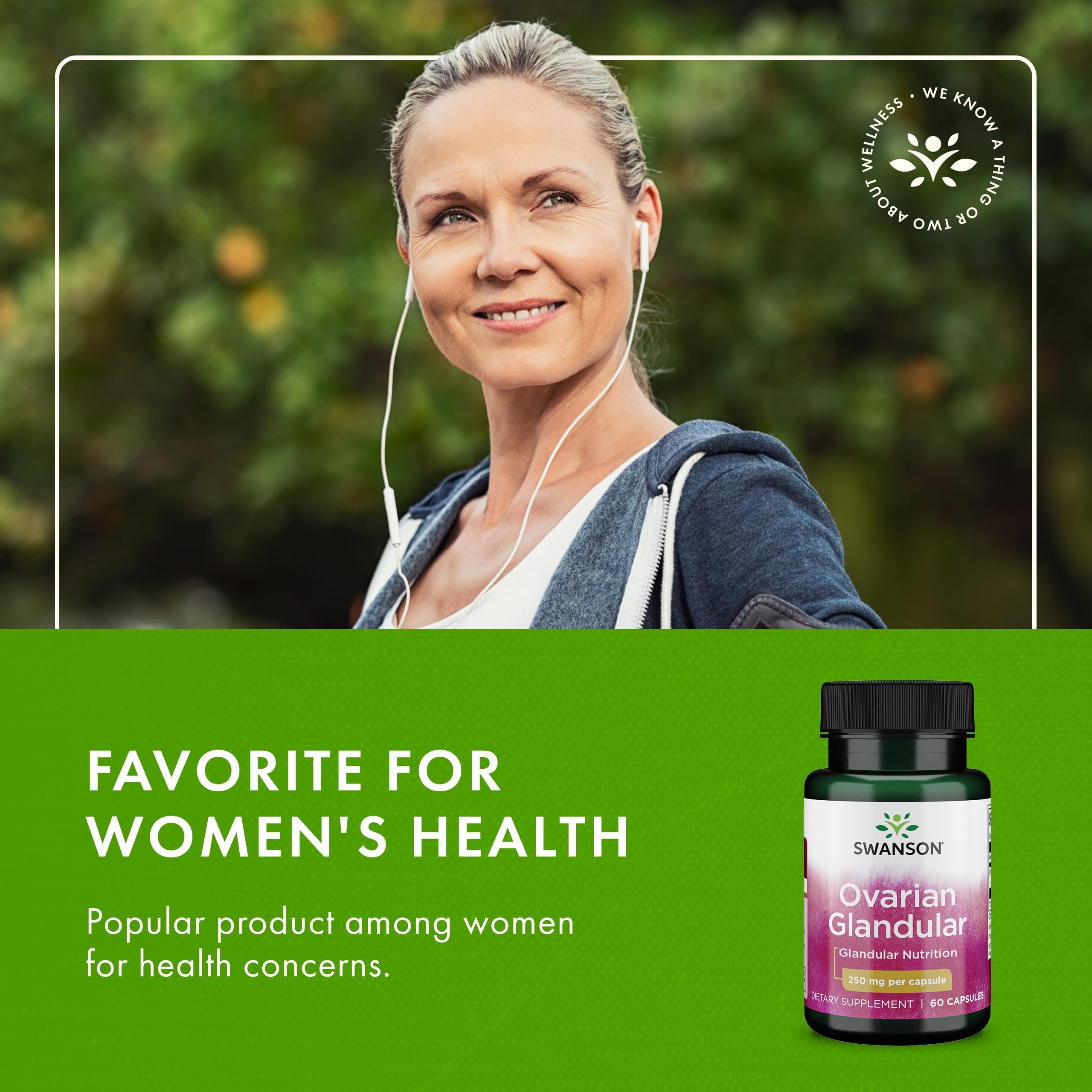 Swanson Ovarian Glandular capsules being poured for simple daily intake.