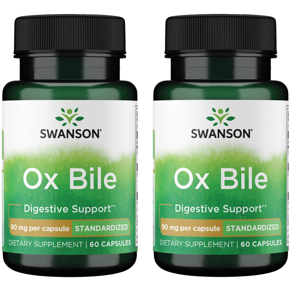 Swanson Ox Bile standard 90 mg capsules aid fat digestion.