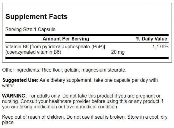 Close-up of Swanson P-5-P capsule highlighting easy-to-swallow form.
