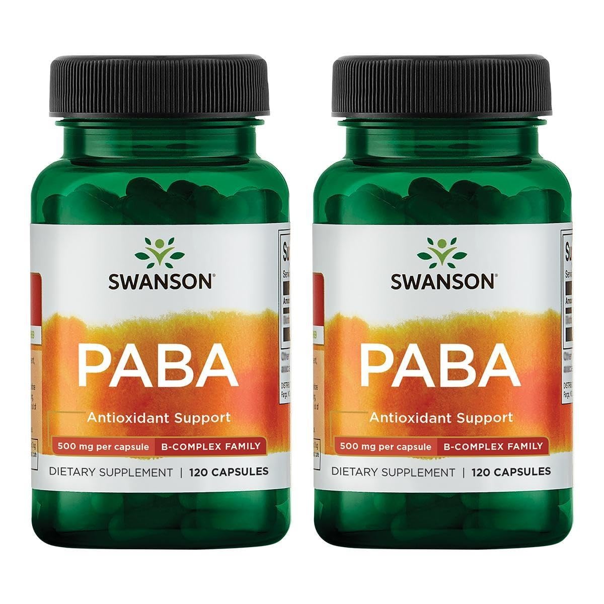 Swanson PABA 500mg capsule bottle for daily red blood cell support