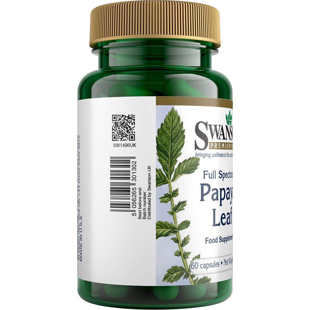 Image depicting dosage guidance for Swanson Papaya Leaf capsules.