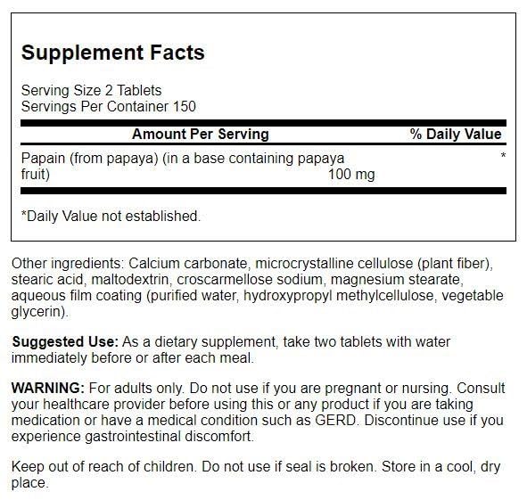 Swanson Papaya Supreme digestive enzyme promotes natural digestion after meals.
