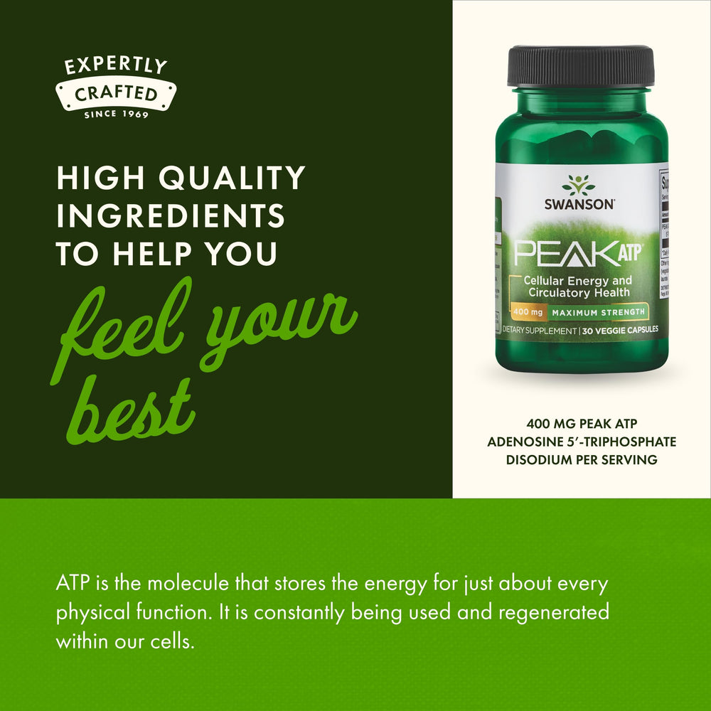 Swanson Peak ATP label detail shows patented ATP and ingredient quality.