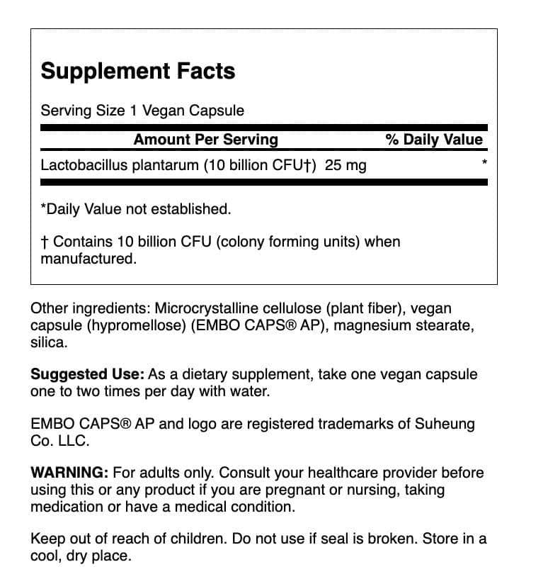 Close-up of Swanson L. Plantarum capsules illustrating vegetarian capsules for daily digestive support.