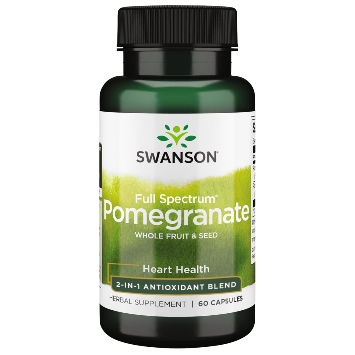 Swanson Pomegranate Full Spectrum bottle with capsules for antioxidant support.
