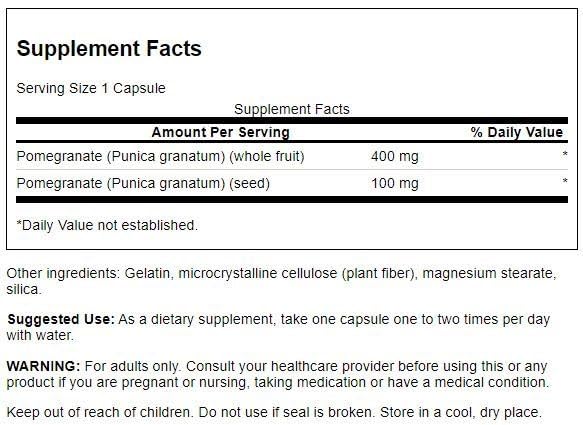 Swanson pomegranate seeds close-up highlighting whole fruit and seed formula for daily wellness.