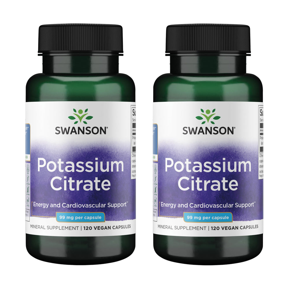 Swanson Potassium Citrate bottle front view suggesting daily energy and heart support