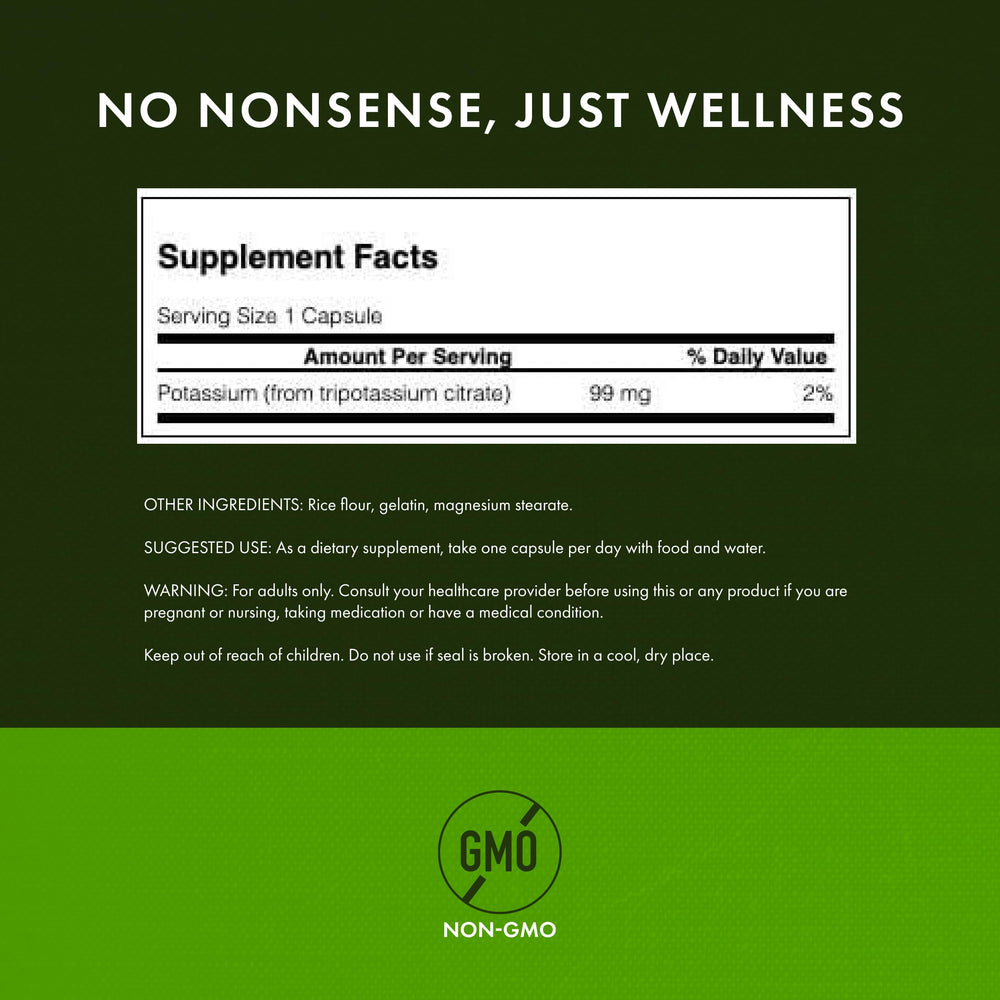 Potassium Citrate capsules from Swanson ready for daily use
