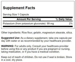 Swanson Potassium Gluconate 250 capsules container provides convenient daily mineral intake