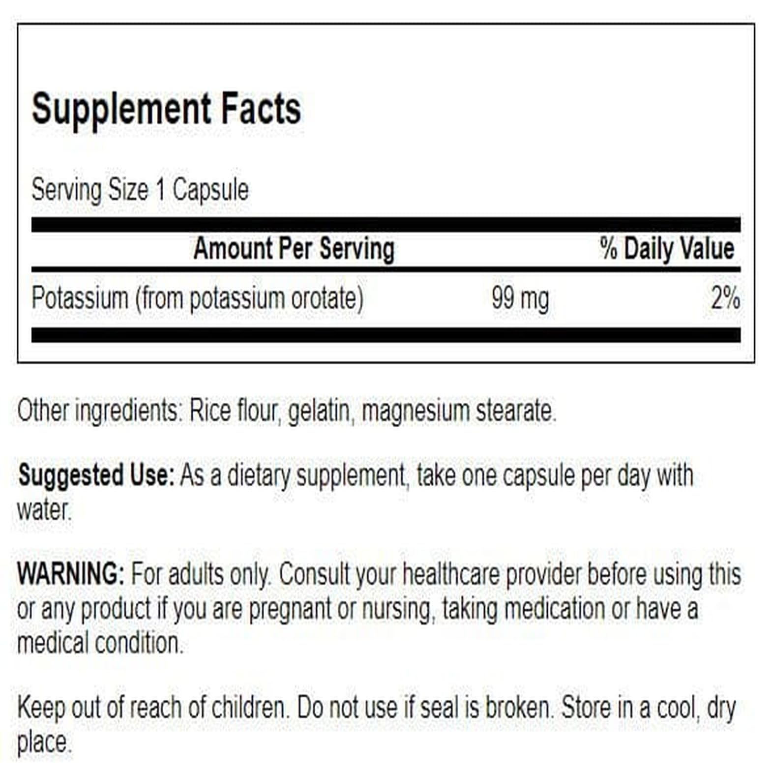 Swanson Potassium Orotate capsules shown for convenient daily intake on the go.