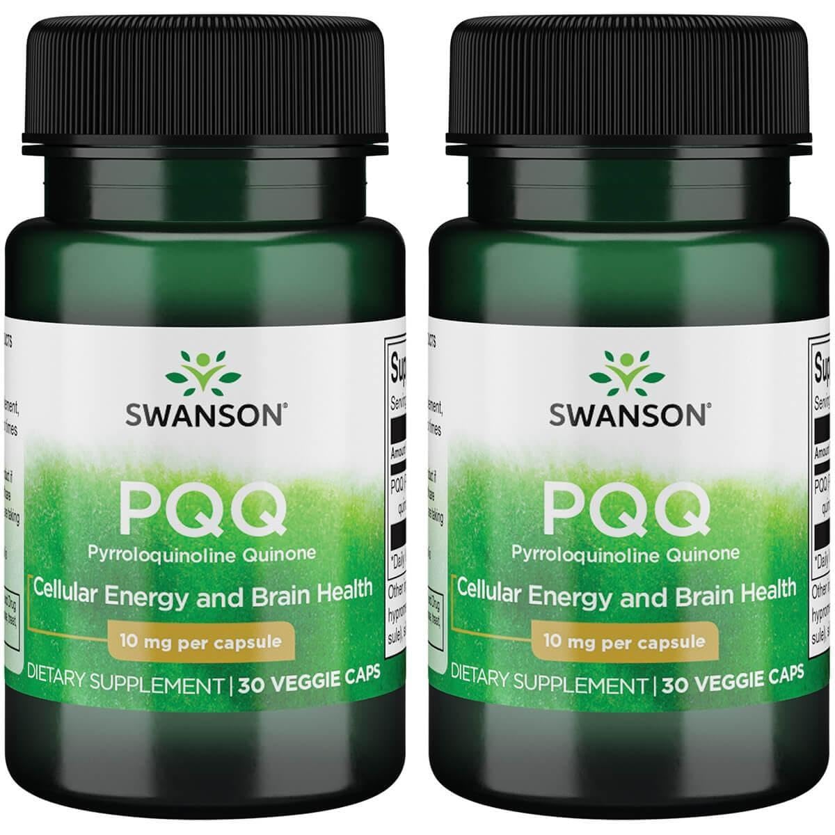Swanson PQQ 10 mg bottle with vegan capsules supports convenient daily use