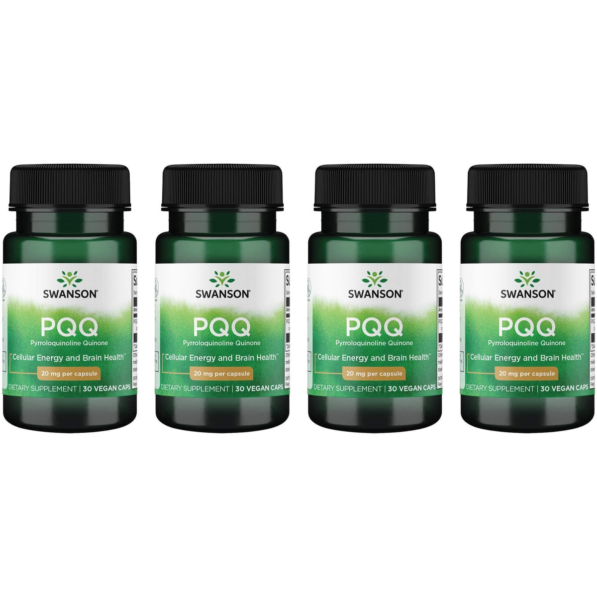 Swanson PQQ 30-veg caps front pack bottle for potential mitochondrial support and daily energy.