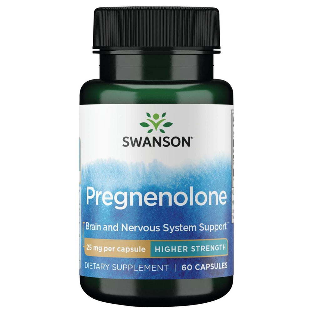 Swanson Pregnenolone 25 mg bottle with capsules for daily wellness