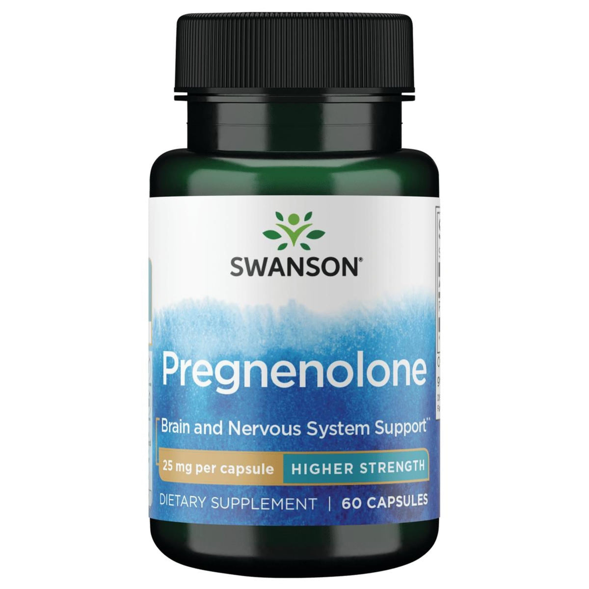 Swanson Pregnenolone 25 mg bottle with capsules for daily wellness