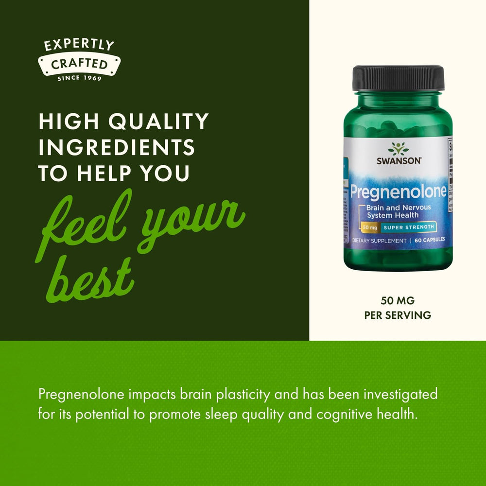 Swanson Pregnenolone bottle dispense showing easy daily use.
