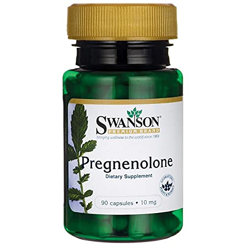 Swanson Pregnenolone capsules close-up showing 1 mg potency.