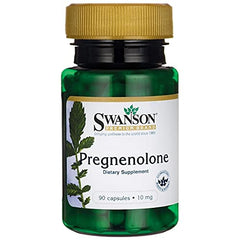 Swanson Pregnenolone capsules close-up showing 1 mg potency.