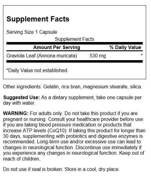 Swanson Premium Graviola 530 mg capsules pour, promoting relaxation and overall wellness