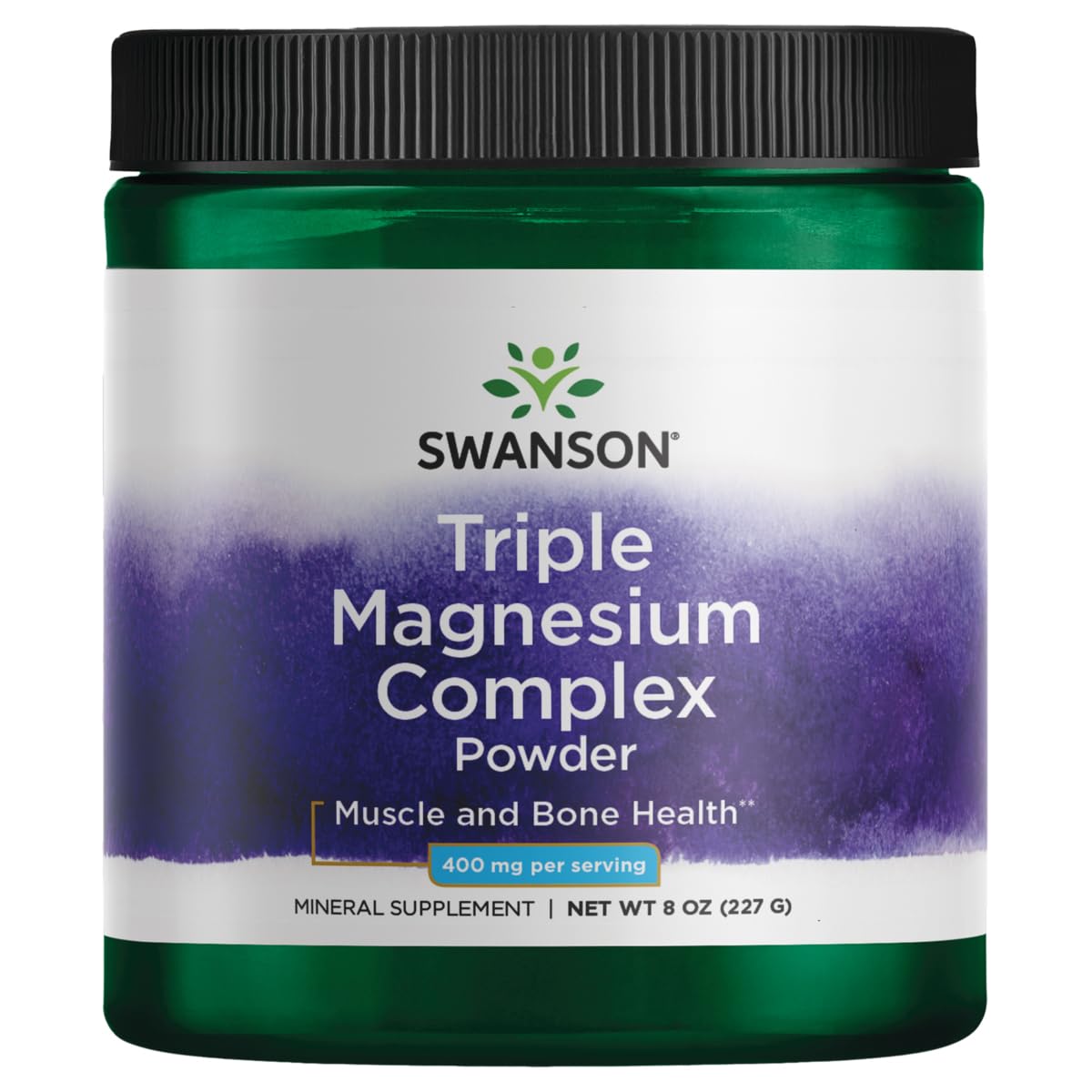 Swanson Premium Brand Triple Magnesium Complex Powder packaging shows quality and reliability for daily energy.